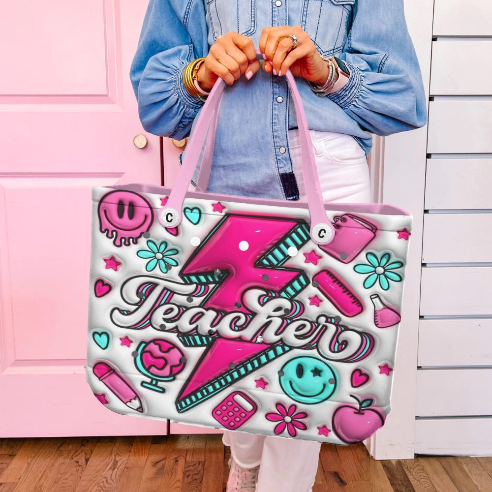 Colorful Teacher Tote Bag With Fun Graphics - Perfect For School & Everyday Use - Image 5