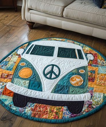 Teal Freedom Ride Quilted Round Mat