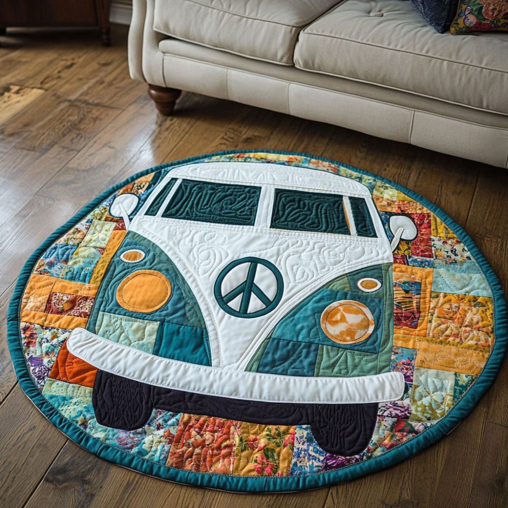 Teal Freedom Ride Quilted Round Mat