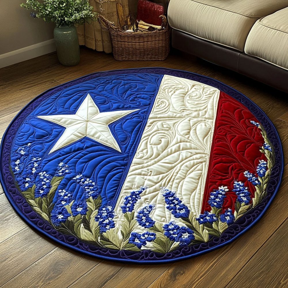 Texas Flag Hat Quilted Round Mat