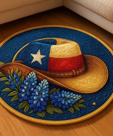 Texas Hat Bloom Quilted Round Mat