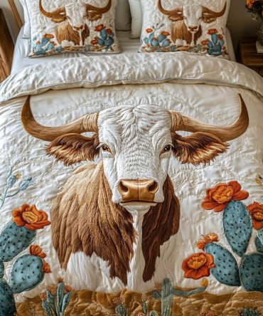 Texas Longhorn 3-Piece Quilted Bedding Set