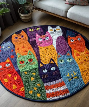 The Cat Parade Quilted Round Mat