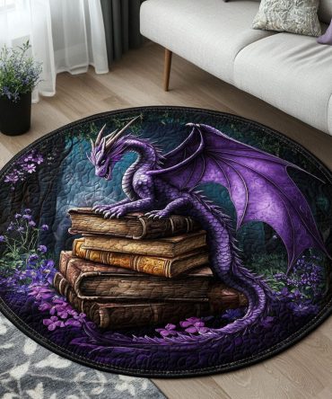 The Flaming Tome Quilted Round Mat
