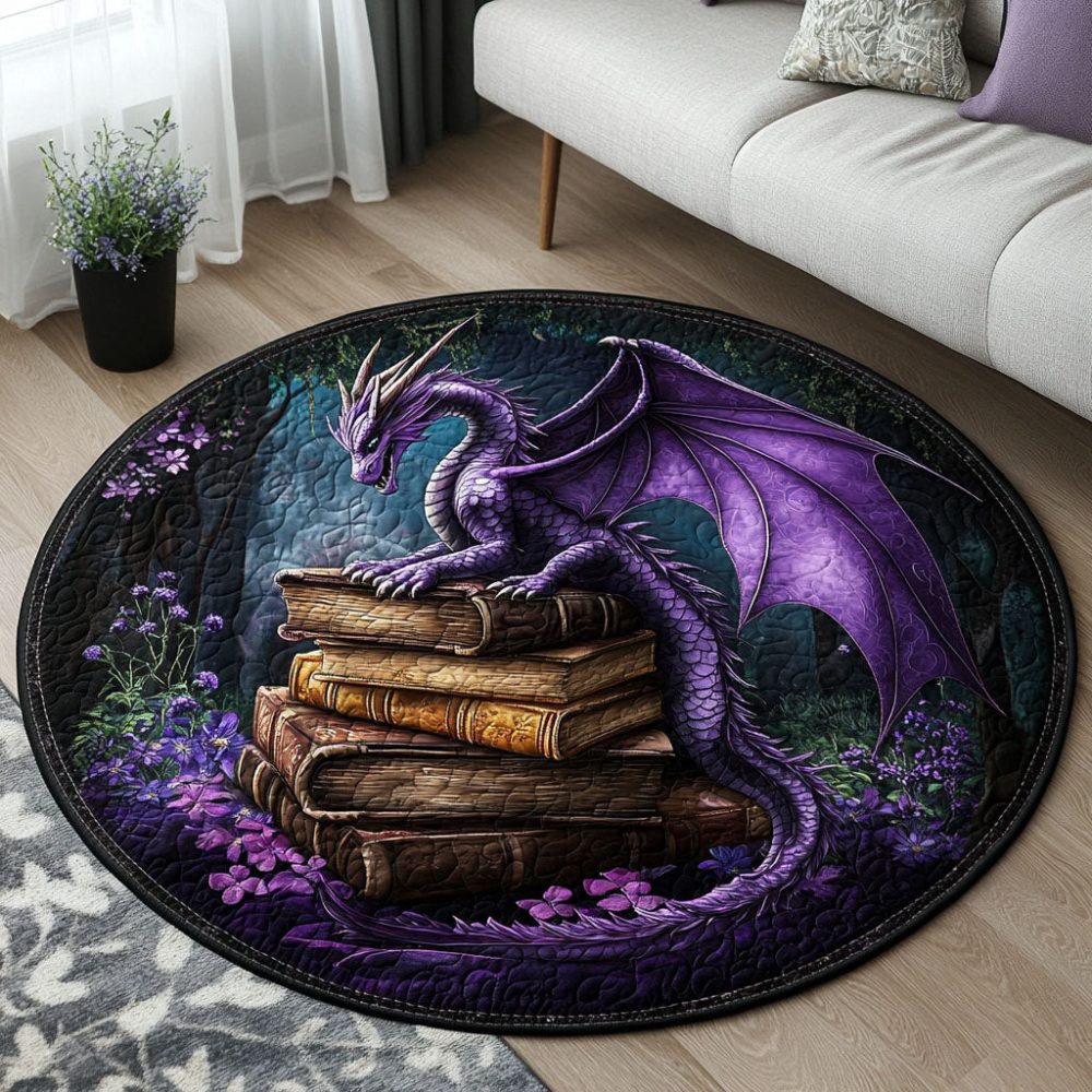 The Flaming Tome Quilted Round Mat