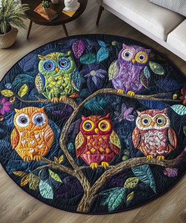 The Owl Sanctuary Quilted Round Mat