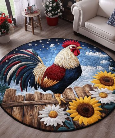 The Proud Rooster Quilted Round Mat