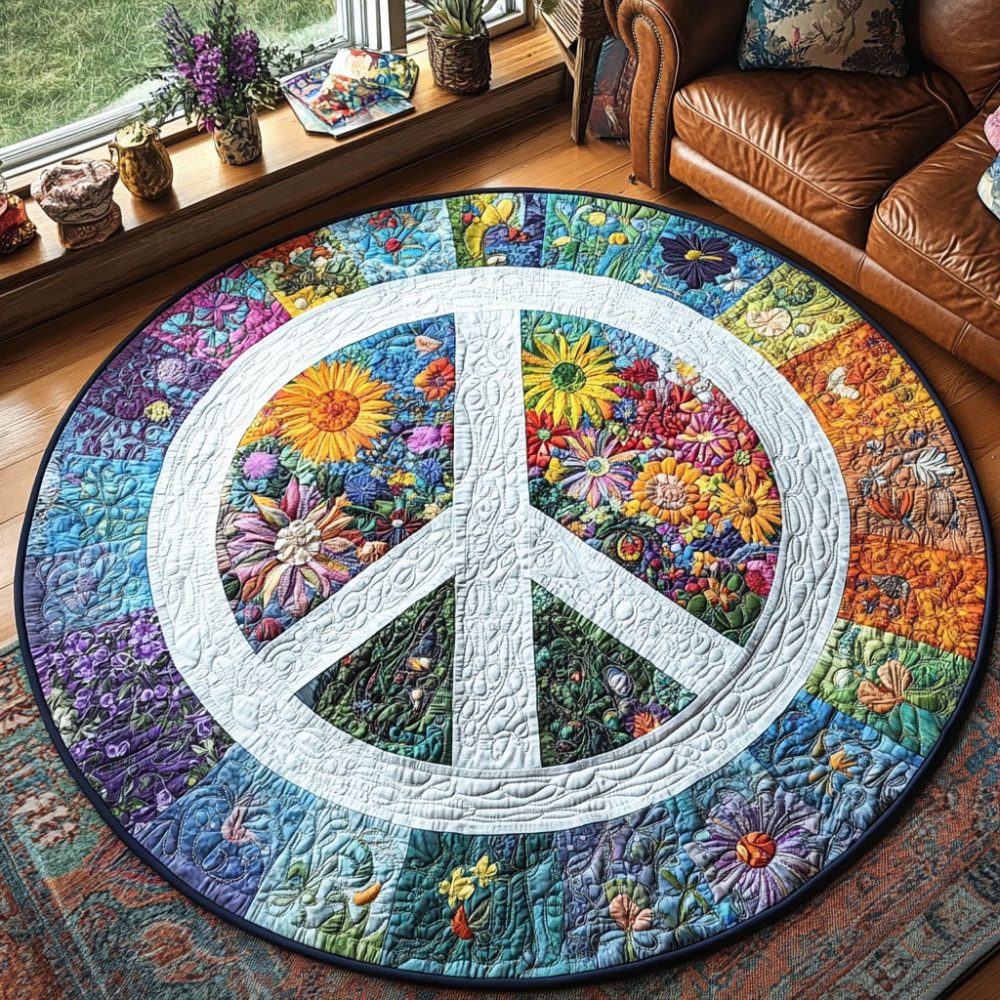 Threads Of Peace Quilted Round Mat