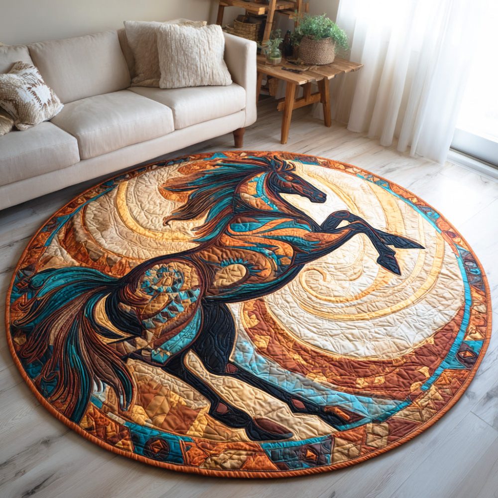 Thunder Hoof Trail Quilted Round Mat