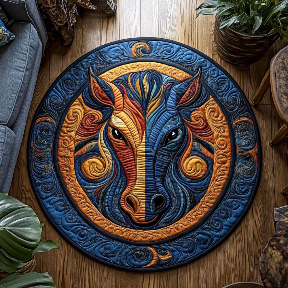 Thunder Horse Quilted Round Mat