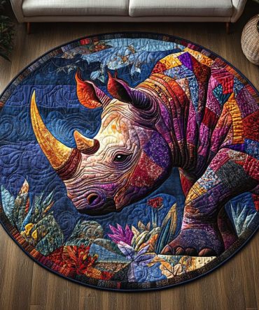 Thundering Rhino Quilted Round Mat