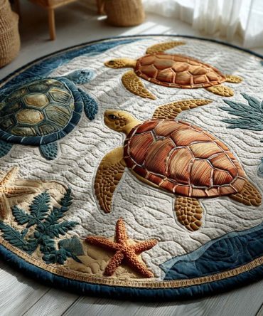 Tidal Path Quilted Round Mat
