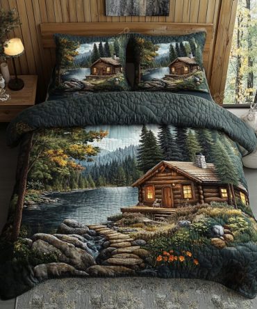 Timeless Log Cabin 3-Piece Quilted Bedding Set