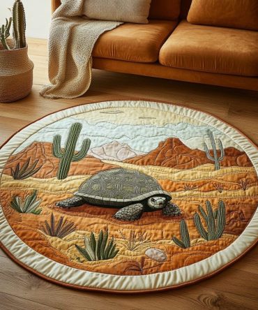 Tortoise Journey Quilted Round Mat