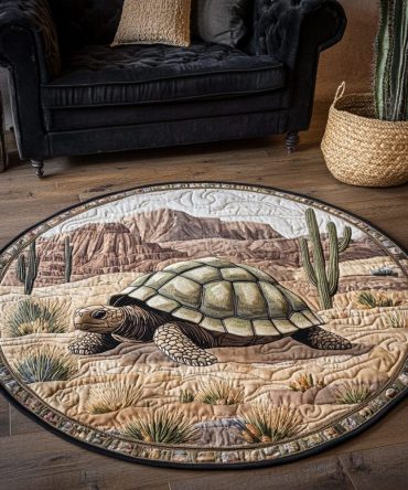 Tortoise Walk Quilted Round Mat