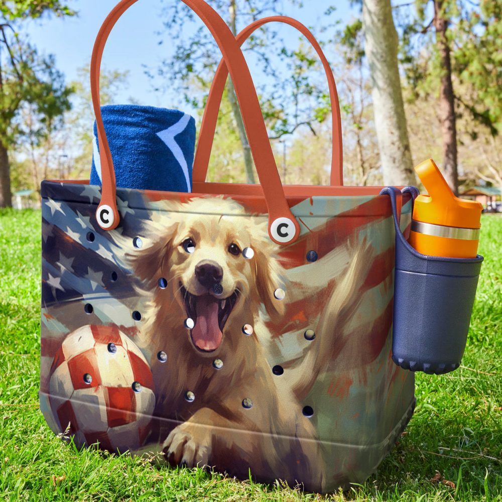 Bucket Tote Bag, Limited Edition Bogg Bag, Beach Bag Touchdown Pup - Image 3