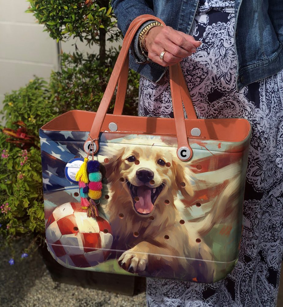 Bucket Tote Bag, Limited Edition Bogg Bag, Beach Bag Touchdown Pup - Image 4