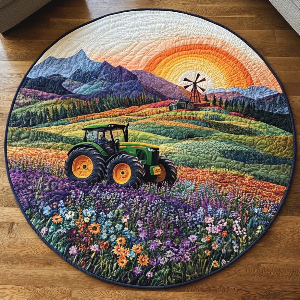 Tractor Trails Quilted Round Mat