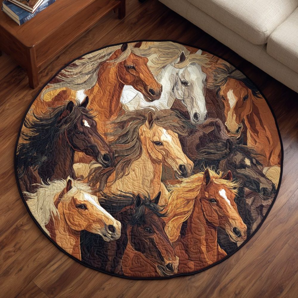 Trail Horse Quilted Round Mat