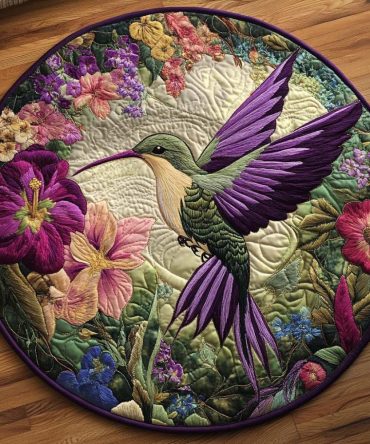 Tranquil Hummer Moment Quilted Round Mat