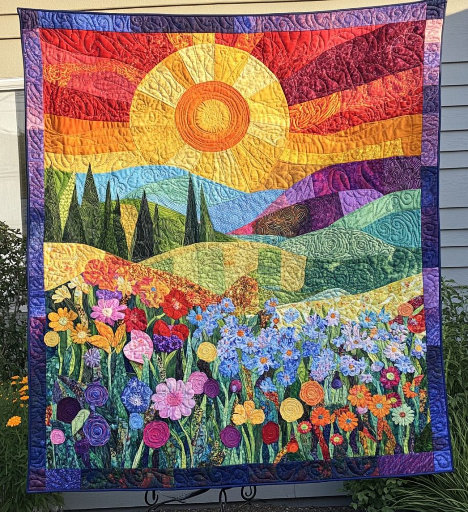 Tranquil Landscape Tapestry Quilted Blanket