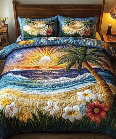 Tranquil Waves 3-Piece Quilted Bedding Set