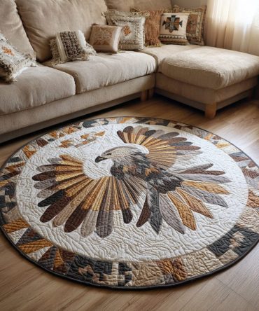 Tribal Eagle Quilted Round Mat