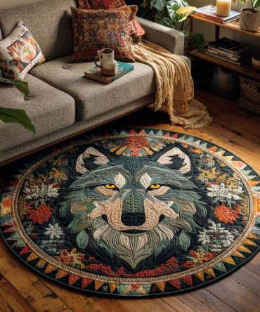 Tribal Howl Quilted Round Mat