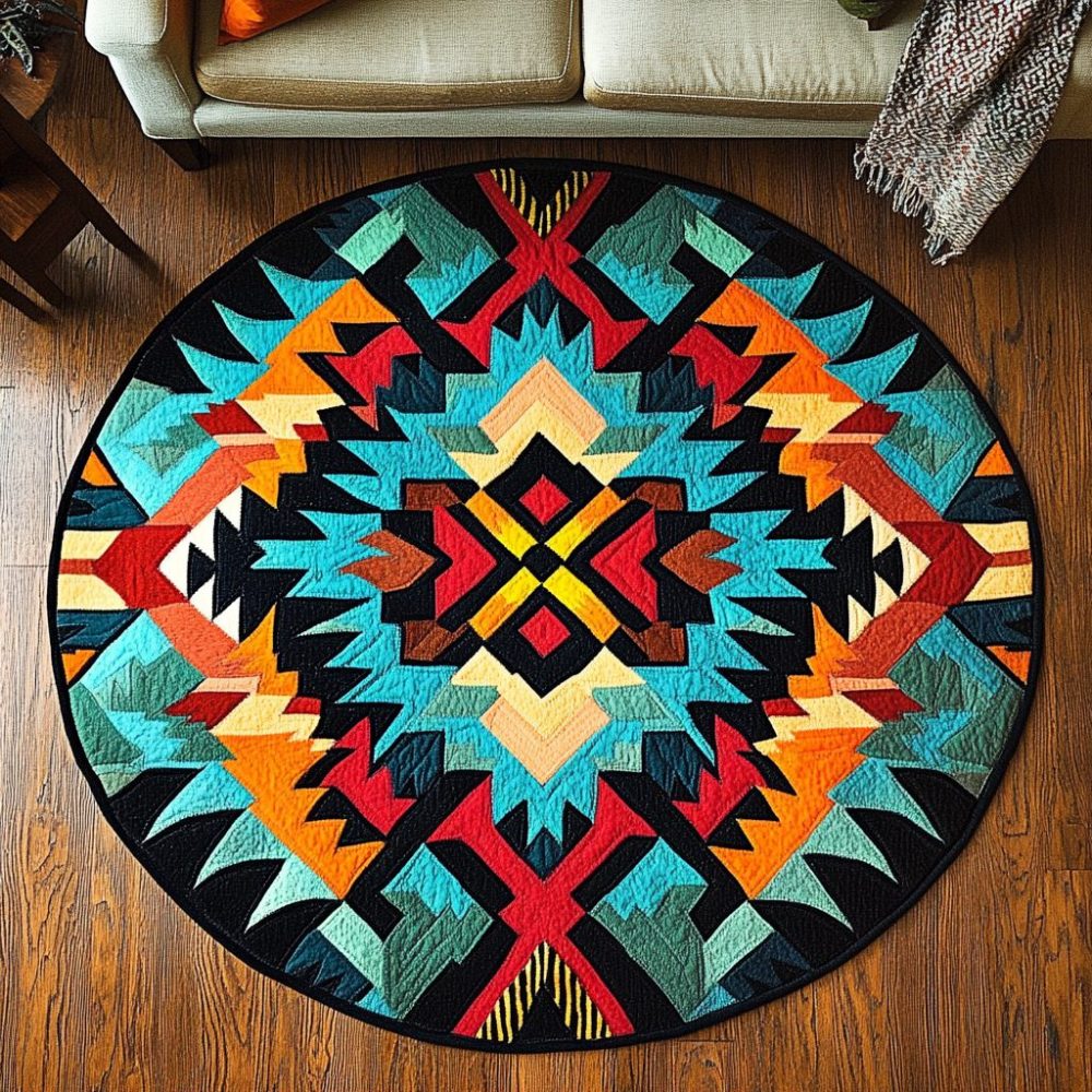 Tribal Sun Dance Quilted Round Mat