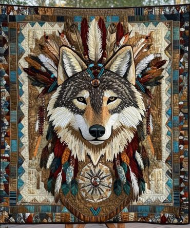 Tribal Wolf Dreams Quilted Blanket