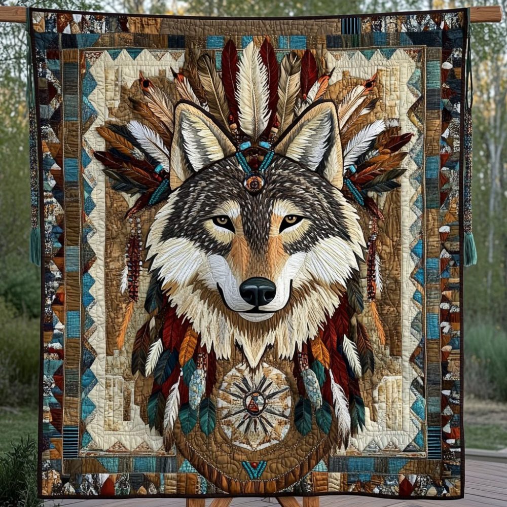 Tribal Wolf Dreams Quilted Blanket