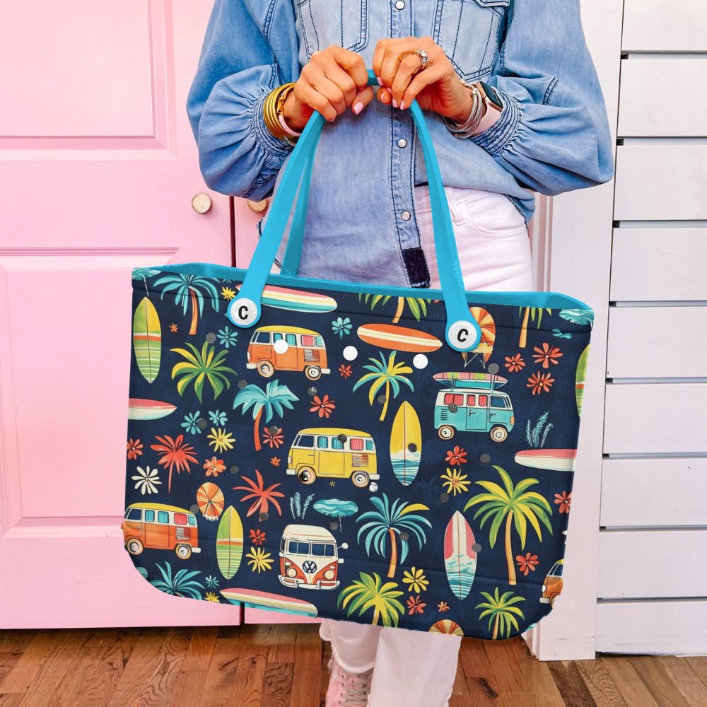 Colorful Surf Van Tote Bag - Durable Beach & Travel Essential With Fun Print - Image 7