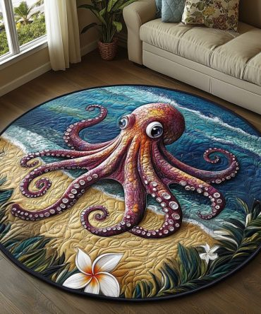 Tropical Octopus Quilted Round Mat