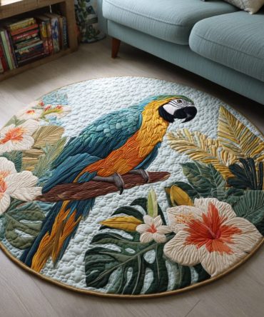 Tropical Parrot Quilted Round Mat