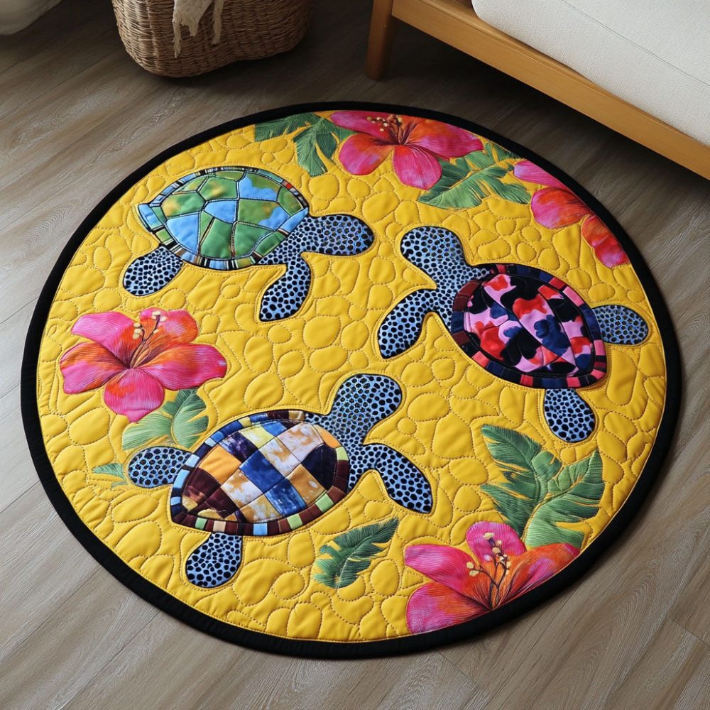 Tropical Turtles Quilted Round Mat