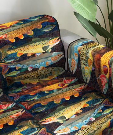 Trout Stream Quilted Sofa Cover