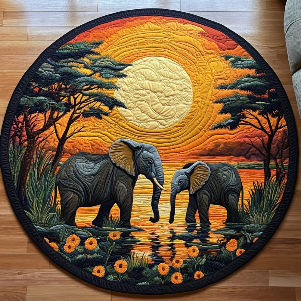Trunk Trails Quilted Round Mat