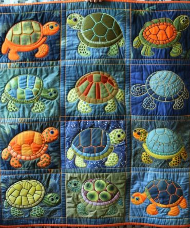 Turtle Harmony Quilted Blanket