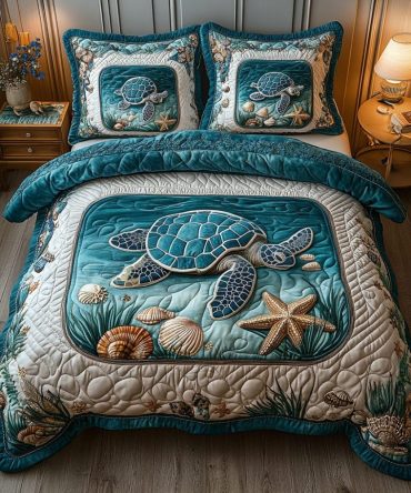 Turtle Waves 3-Piece Quilted Bedding Set