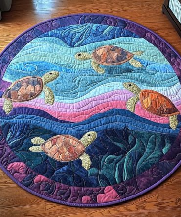 Turtle Bliss Quilted Round Mat