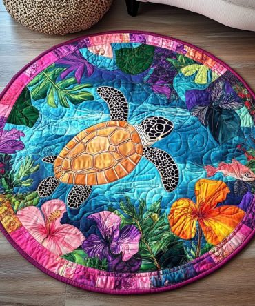 Turtle Dream Quilted Round Mat