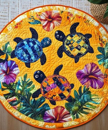 Turtle Harmony Quilted Round Mat
