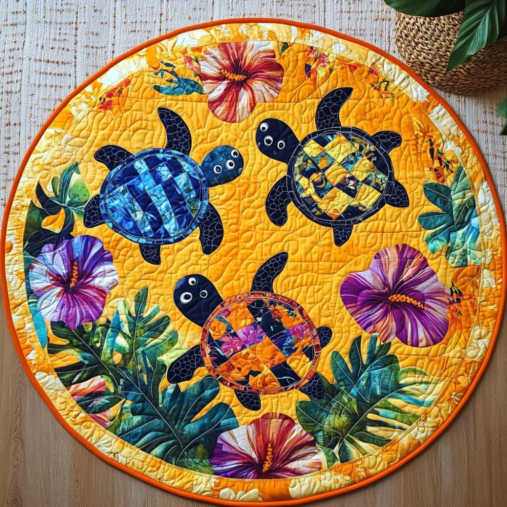 Turtle Harmony Quilted Round Mat