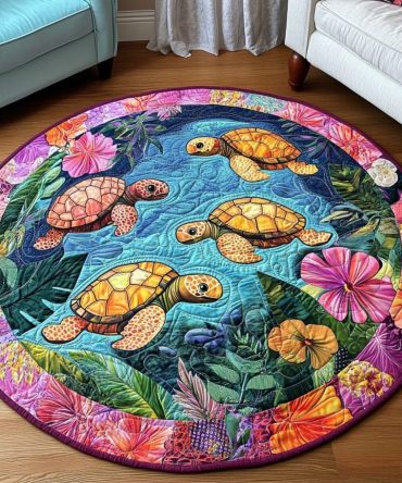 Turtle Haven Quilted Round Mat