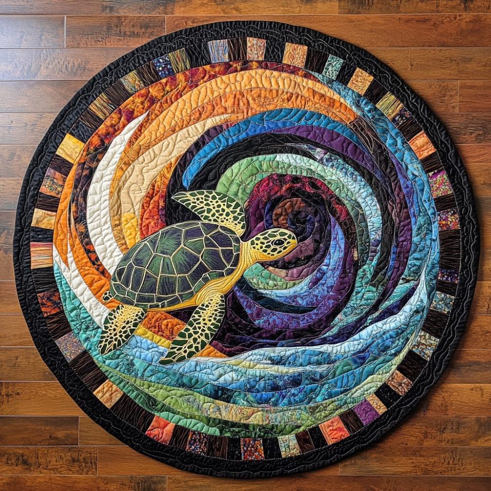 Turtle Journey Quilted Round Mat