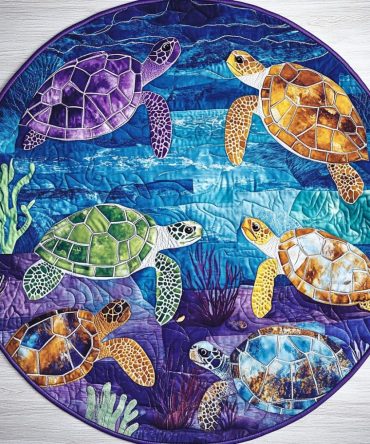 Turtle Journey Quilted Round Mat