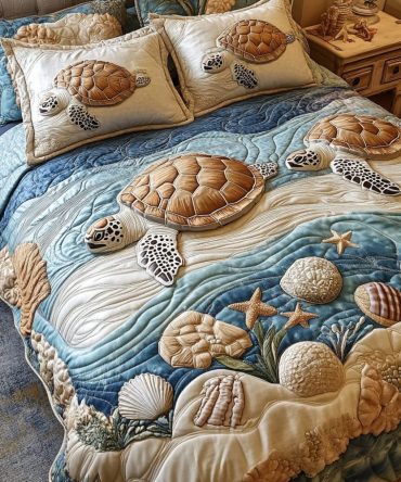 Turtle Paradise 3-Piece Quilted Bedding Set