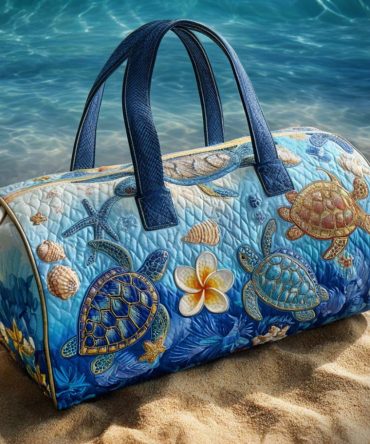 Turtle Paradise Quilted Duffle Bag