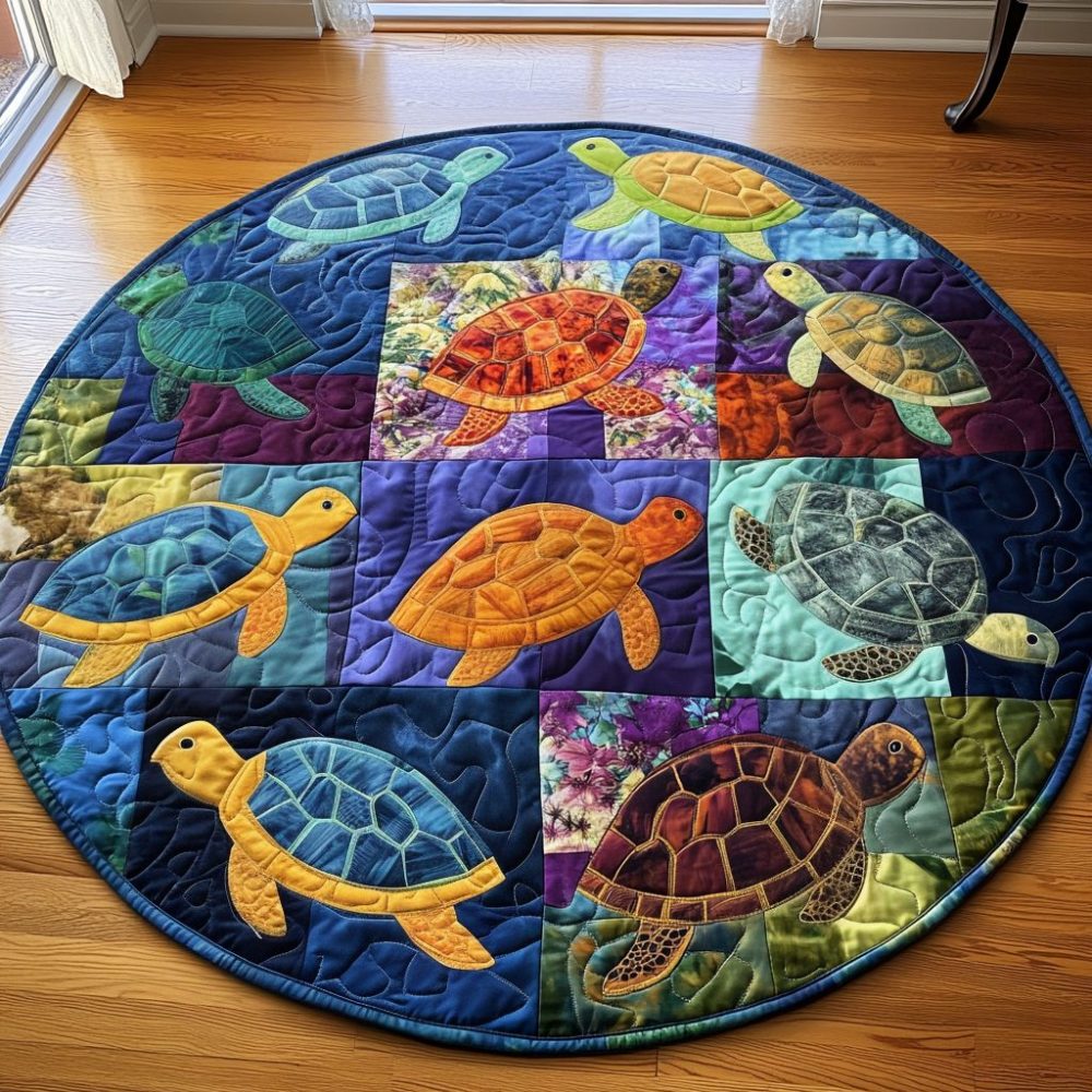 Turtle Reflections Quilted Round Mat