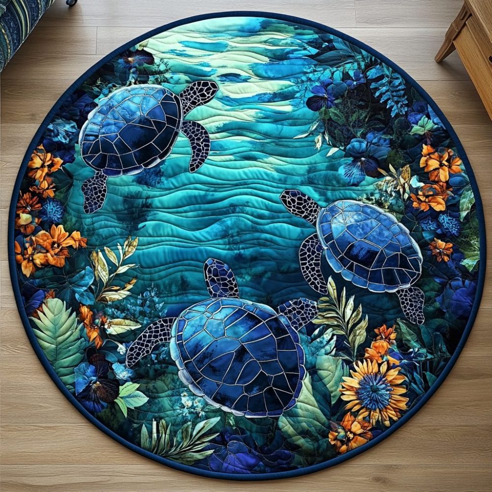 Turtle Retreat Quilted Round Mat